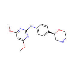 COc1cc(OC)nc(Nc2ccc([C@@H]3CNCCO3)cc2)n1 ZINC000150028960