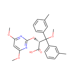 COc1cc(OC)nc(O[C@@H](C(=O)O)C(OC)(c2cccc(C)c2)c2cccc(C)c2)n1 ZINC000013756039