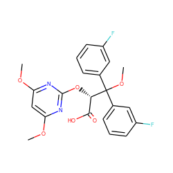 COc1cc(OC)nc(O[C@@H](C(=O)O)C(OC)(c2cccc(F)c2)c2cccc(F)c2)n1 ZINC000013756034