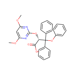 COc1cc(OC)nc(O[C@@H](C(=O)O)C(Oc2ccccc2)(c2ccccc2)c2ccccc2)n1 ZINC000013756048