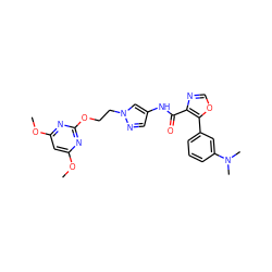 COc1cc(OC)nc(OCCn2cc(NC(=O)c3ncoc3-c3cccc(N(C)C)c3)cn2)n1 ZINC000201526085