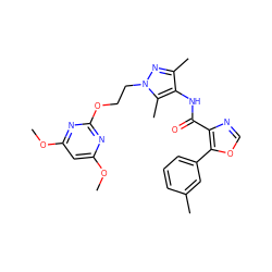 COc1cc(OC)nc(OCCn2nc(C)c(NC(=O)c3ncoc3-c3cccc(C)c3)c2C)n1 ZINC001772609903