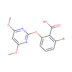 COc1cc(OC)nc(Oc2cccc(Br)c2C(=O)O)n1 ZINC000103188751