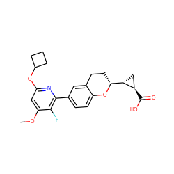 COc1cc(OC2CCC2)nc(-c2ccc3c(c2)CC[C@H]([C@@H]2C[C@H]2C(=O)O)O3)c1F ZINC001772649273