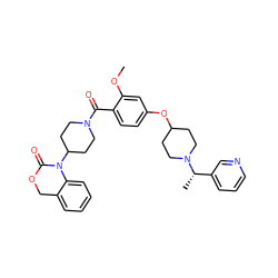 COc1cc(OC2CCN([C@@H](C)c3cccnc3)CC2)ccc1C(=O)N1CCC(N2C(=O)OCc3ccccc32)CC1 ZINC000026248412