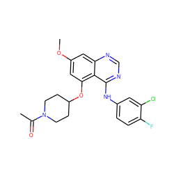 COc1cc(OC2CCN(C(C)=O)CC2)c2c(Nc3ccc(F)c(Cl)c3)ncnc2c1 ZINC000028571869