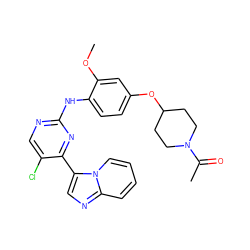 COc1cc(OC2CCN(C(C)=O)CC2)ccc1Nc1ncc(Cl)c(-c2cnc3ccccn23)n1 ZINC000072177010