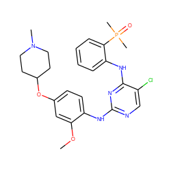 COc1cc(OC2CCN(C)CC2)ccc1Nc1ncc(Cl)c(Nc2ccccc2P(C)(C)=O)n1 ZINC000148748860