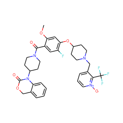 COc1cc(OC2CCN(Cc3ccc[n+]([O-])c3C(F)(F)F)CC2)c(F)cc1C(=O)N1CCC(N2C(=O)OCc3ccccc32)CC1 ZINC000026251986