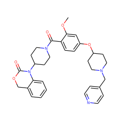 COc1cc(OC2CCN(Cc3ccncc3)CC2)ccc1C(=O)N1CCC(N2C(=O)OCc3ccccc32)CC1 ZINC000026274235