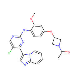 COc1cc(OC2CN(C(C)=O)C2)ccc1Nc1ncc(Cl)c(-c2cnc3ccccn23)n1 ZINC000072176095