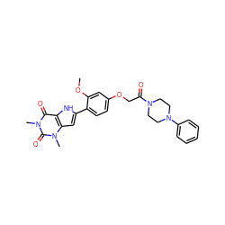 COc1cc(OCC(=O)N2CCN(c3ccccc3)CC2)ccc1-c1cc2c([nH]1)c(=O)n(C)c(=O)n2C ZINC000029061392