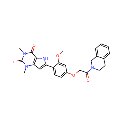 COc1cc(OCC(=O)N2CCc3ccccc3C2)ccc1-c1cc2c([nH]1)c(=O)n(C)c(=O)n2C ZINC000029059432