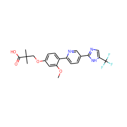 COc1cc(OCC(C)(C)C(=O)O)ccc1-c1ccc(-c2ncc(C(F)(F)F)[nH]2)cn1 ZINC000205343912