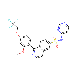 COc1cc(OCC(F)(F)F)ccc1-c1nccc2cc(S(=O)(=O)Nc3ccncn3)ccc12 ZINC000215513651