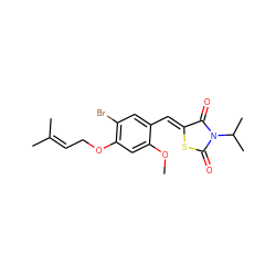 COc1cc(OCC=C(C)C)c(Br)cc1/C=C1\SC(=O)N(C(C)C)C1=O ZINC000299840526