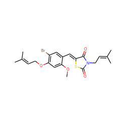 COc1cc(OCC=C(C)C)c(Br)cc1/C=C1\SC(=O)N(CC=C(C)C)C1=O ZINC000299838898