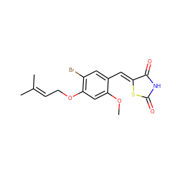 COc1cc(OCC=C(C)C)c(Br)cc1/C=C1\SC(=O)NC1=O ZINC000299838762