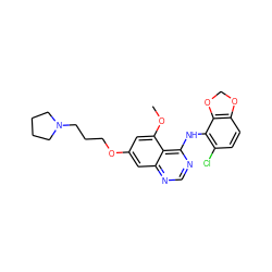 COc1cc(OCCCN2CCCC2)cc2ncnc(Nc3c(Cl)ccc4c3OCO4)c12 ZINC000014949471