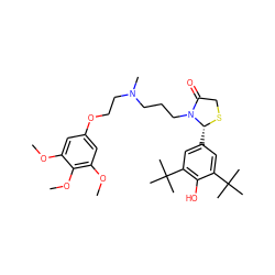 COc1cc(OCCN(C)CCCN2C(=O)CS[C@@H]2c2cc(C(C)(C)C)c(O)c(C(C)(C)C)c2)cc(OC)c1OC ZINC000027430736