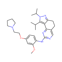COc1cc(OCCN2CCCC2)ccc1Nc1ncc2c(n1)-c1c(nn(C(C)C)c1C(C)C)CC2 ZINC000169702509