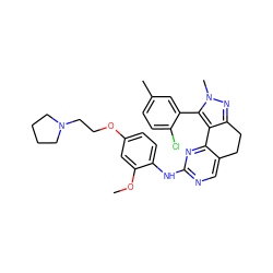 COc1cc(OCCN2CCCC2)ccc1Nc1ncc2c(n1)-c1c(nn(C)c1-c1cc(C)ccc1Cl)CC2 ZINC000169702194