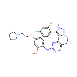 COc1cc(OCCN2CCCC2)ccc1Nc1ncc2c(n1)-c1c(nn(C)c1-c1ccc(F)cc1Cl)CC2 ZINC000169702248