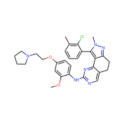 COc1cc(OCCN2CCCC2)ccc1Nc1ncc2c(n1)-c1c(nn(C)c1-c1cccc(C)c1Cl)CC2 ZINC000169702245