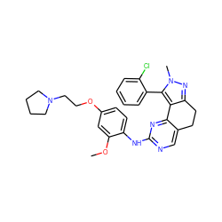 COc1cc(OCCN2CCCC2)ccc1Nc1ncc2c(n1)-c1c(nn(C)c1-c1ccccc1Cl)CC2 ZINC000169702147