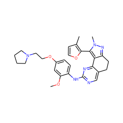 COc1cc(OCCN2CCCC2)ccc1Nc1ncc2c(n1)-c1c(nn(C)c1-c1occc1C)CC2 ZINC000143043542