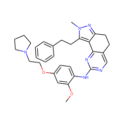 COc1cc(OCCN2CCCC2)ccc1Nc1ncc2c(n1)-c1c(nn(C)c1CCc1ccccc1)CC2 ZINC000169702237