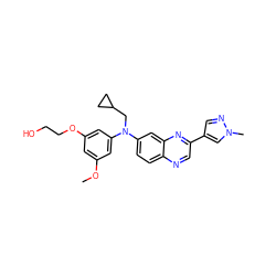 COc1cc(OCCO)cc(N(CC2CC2)c2ccc3ncc(-c4cnn(C)c4)nc3c2)c1 ZINC000204145039