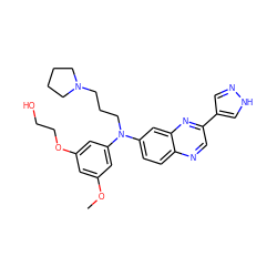 COc1cc(OCCO)cc(N(CCCN2CCCC2)c2ccc3ncc(-c4cn[nH]c4)nc3c2)c1 ZINC000219343039