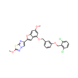 COc1cc(OCc2cccc(OCc3c(Cl)cccc3Cl)c2)c2cc(-c3cn4nc(OC)sc4n3)oc2c1 ZINC000653670137