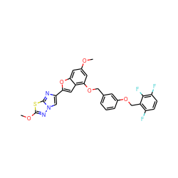 COc1cc(OCc2cccc(OCc3c(F)ccc(F)c3F)c2)c2cc(-c3cn4nc(OC)sc4n3)oc2c1 ZINC000653763563