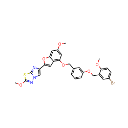 COc1cc(OCc2cccc(OCc3cc(Br)ccc3OC)c2)c2cc(-c3cn4nc(OC)sc4n3)oc2c1 ZINC000653670168