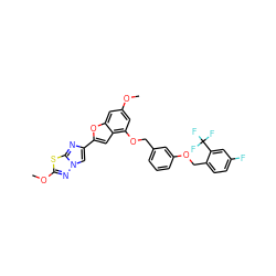 COc1cc(OCc2cccc(OCc3ccc(F)cc3C(F)(F)F)c2)c2cc(-c3cn4nc(OC)sc4n3)oc2c1 ZINC000653666920