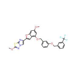 COc1cc(OCc2cccc(OCc3cccc(C(F)(F)F)c3)c2)c2cc(-c3cn4nc(OC)sc4n3)oc2c1 ZINC000653767502