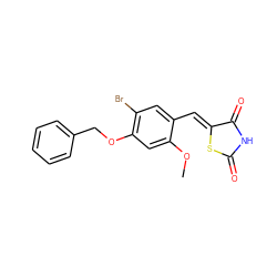 COc1cc(OCc2ccccc2)c(Br)cc1/C=C1\SC(=O)NC1=O ZINC000299838484