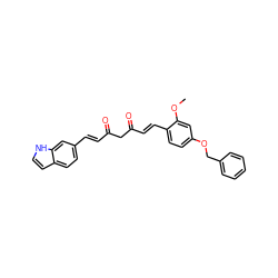 COc1cc(OCc2ccccc2)ccc1/C=C/C(=O)CC(=O)/C=C/c1ccc2cc[nH]c2c1 ZINC000146350853