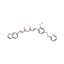 COc1cc(OCc2ccccn2)ccc1/C=C/C(=O)CC(=O)/C=C/c1ccc2cc[nH]c2c1 ZINC000146297618