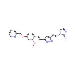 COc1cc(OCc2ccccn2)ccc1/C=C/c1cc(/C=C/c2ccnn2C)[nH]n1 ZINC000208988848