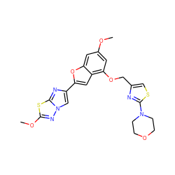 COc1cc(OCc2csc(N3CCOCC3)n2)c2cc(-c3cn4nc(OC)sc4n3)oc2c1 ZINC000216137859