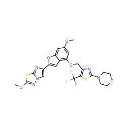 COc1cc(OCc2nc(N3CCOCC3)sc2C(F)(F)F)c2cc(-c3cn4nc(OC)sc4n3)oc2c1 ZINC000205683257