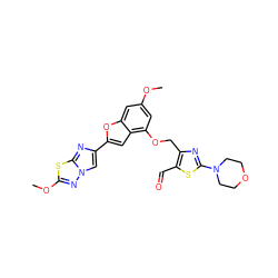 COc1cc(OCc2nc(N3CCOCC3)sc2C=O)c2cc(-c3cn4nc(OC)sc4n3)oc2c1 ZINC000205690138