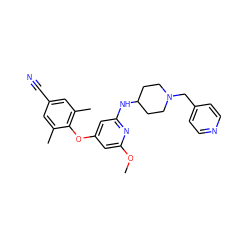 COc1cc(Oc2c(C)cc(C#N)cc2C)cc(NC2CCN(Cc3ccncc3)CC2)n1 ZINC001772587009