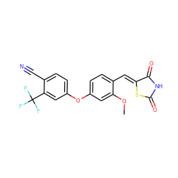 COc1cc(Oc2ccc(C#N)c(C(F)(F)F)c2)ccc1/C=C1\SC(=O)NC1=O ZINC000066073677