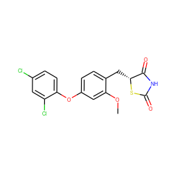 COc1cc(Oc2ccc(Cl)cc2Cl)ccc1C[C@H]1SC(=O)NC1=O ZINC000045356013