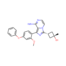 COc1cc(Oc2ccccc2)ccc1-c1nc([C@H]2C[C@@](C)(O)C2)n2ccnc(N)c12 ZINC000261153286