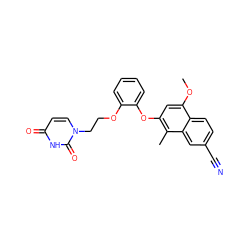 COc1cc(Oc2ccccc2OCCn2ccc(=O)[nH]c2=O)c(C)c2cc(C#N)ccc12 ZINC001772576338